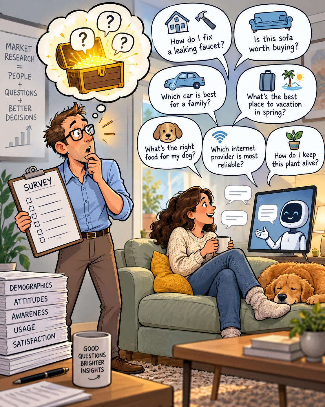 Market researcher discovering everyday customer questions
